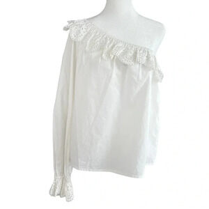JOIE Arianthe One Shoulder Eyelet Lace Top, White Size Small NWT